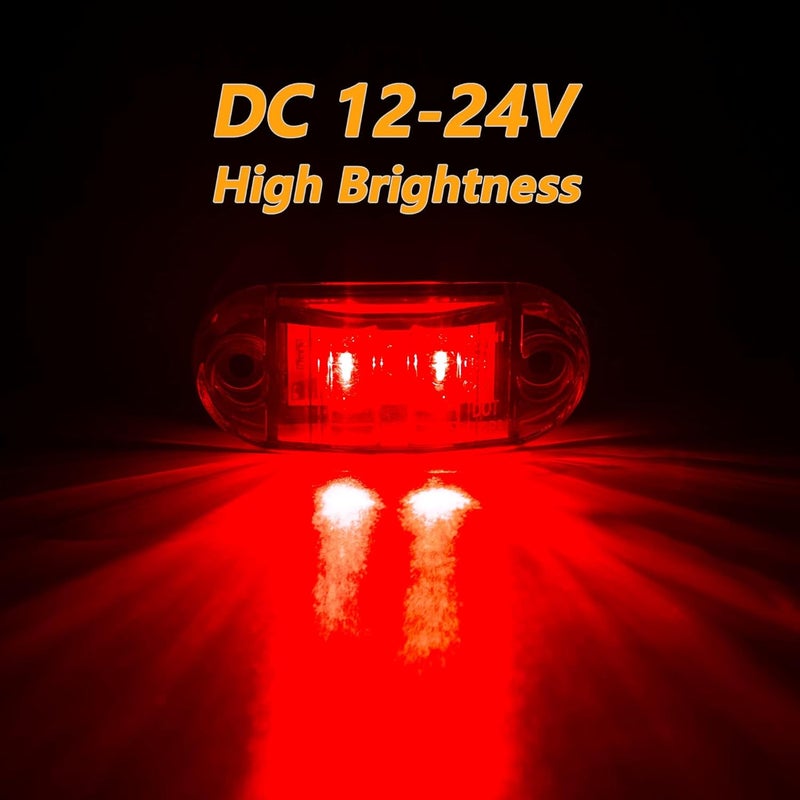 ALFU 10 Pack (5pcs Red+5pcs Amber) DC12-24V IP68 Waterproof LED Trailer Lights Kit Front Rear LED Side Marker Clearance Indicators Light for RV Camper Truck Van Caravan Boat - Image 2